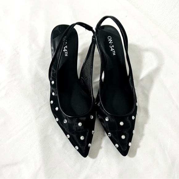 ON 34th Womens Baeley Heels Pump Slingback Mesh Bling Sandals Size 5.5M NWOT - Picture 2 of 9
